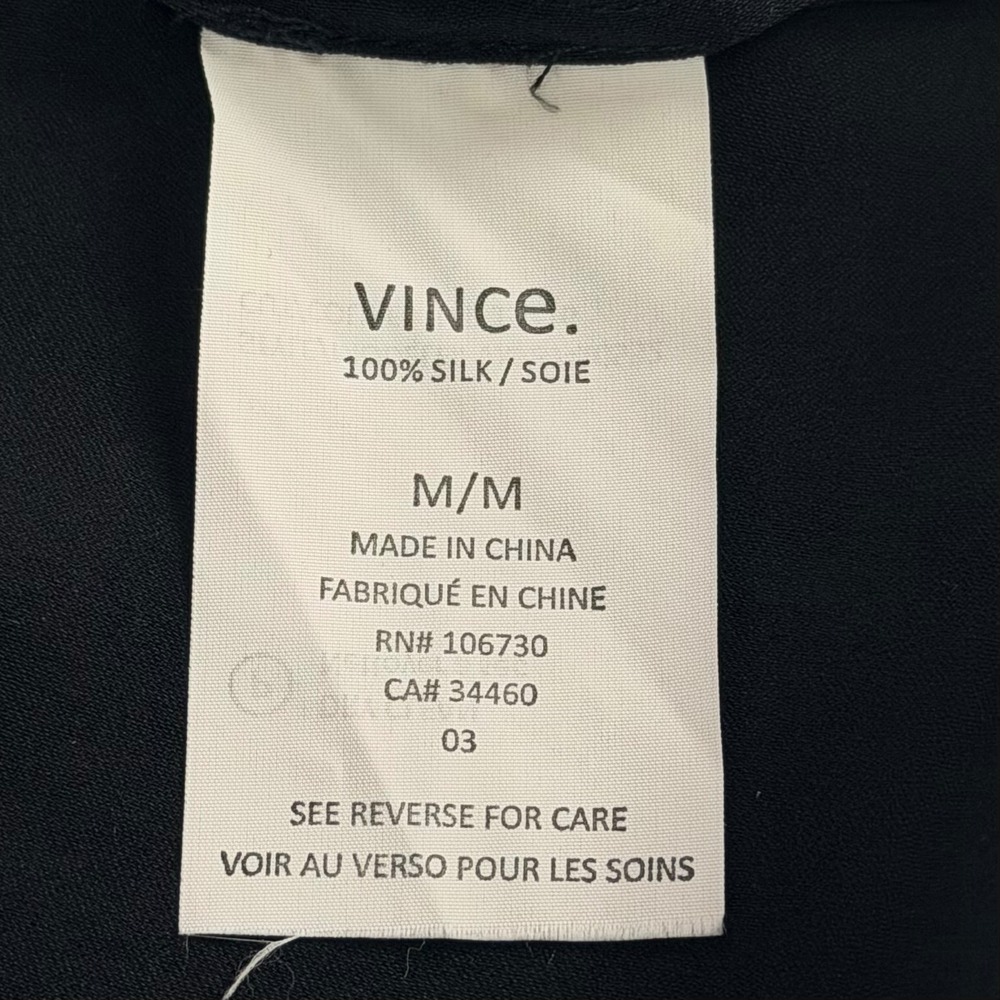 Vince 100% Silk Black Tunic Blouse V-Neck Minimalist Chic Quite Luxury Capsule M - Picture 6 of 8
